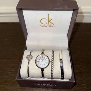 Calvin Klein Silver Women's Watch and Bracelet Set
